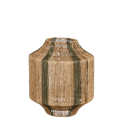 Liliano Lantaarn - H36 x Ø30 cm - Jute - Donkergroen