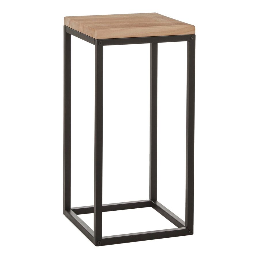 Oskar Plantentafel - L30 x B30 x H62 cm - Hout, Metaal - Zwart
