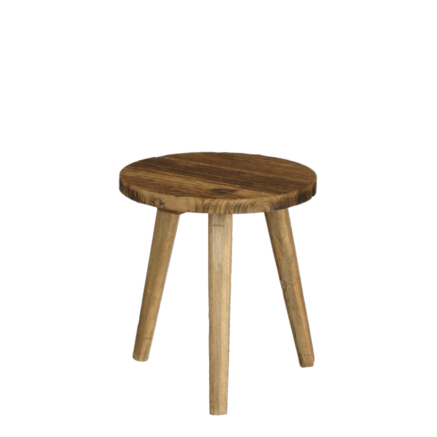Bold Bijzettafel - H28 x Ø26 cm - Gerecycled Hout - Bruin