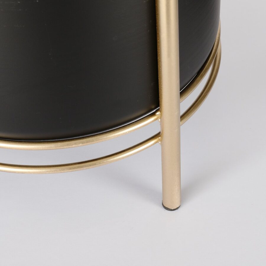 Sverre Bloempot op Standaard - H28 x Ø19 cm - Zwart, Goud - Afbeelding 3