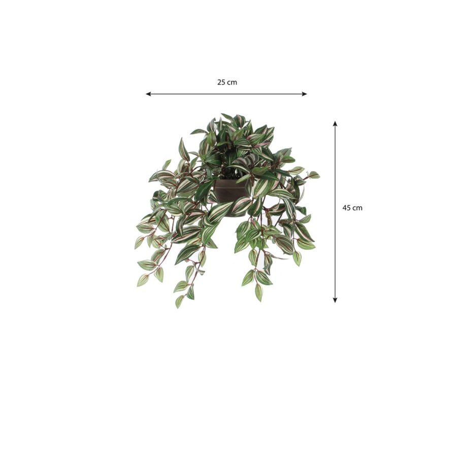 Tradescantia Kunst Hangplant in Bloempot Stan - H45 x Ø25 cm - Groen - Afbeelding 5