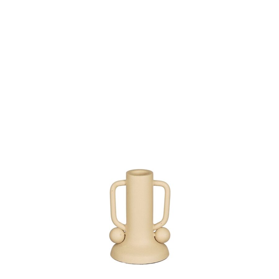Ula Kandelaar - H12 x Ø8 cm - Metaal - Beige