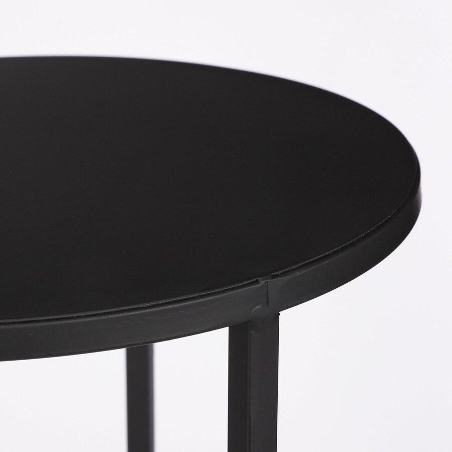 Quinty Bijzettafel - Set van 3 - H70 x Ø32 cm - Metaal - Zwart - Afbeelding 2