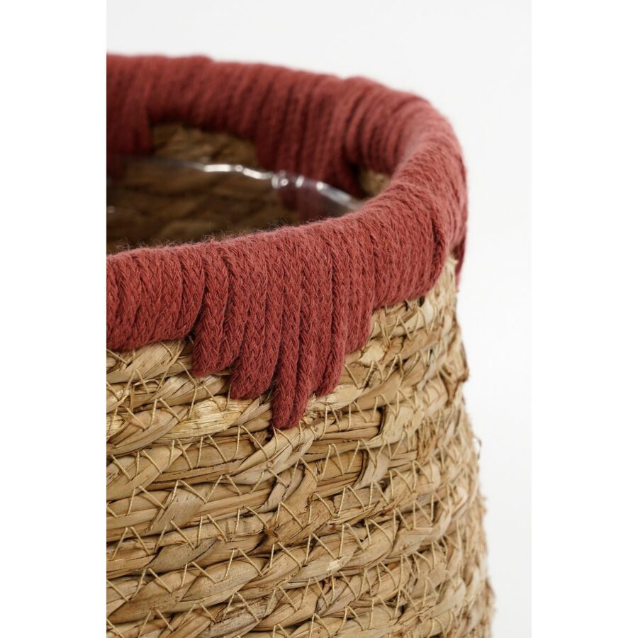 Jorck Plantenmand - Set van 3 - H24 x Ø26 cm - Zeegras - Rood, Bruin - Afbeelding 2