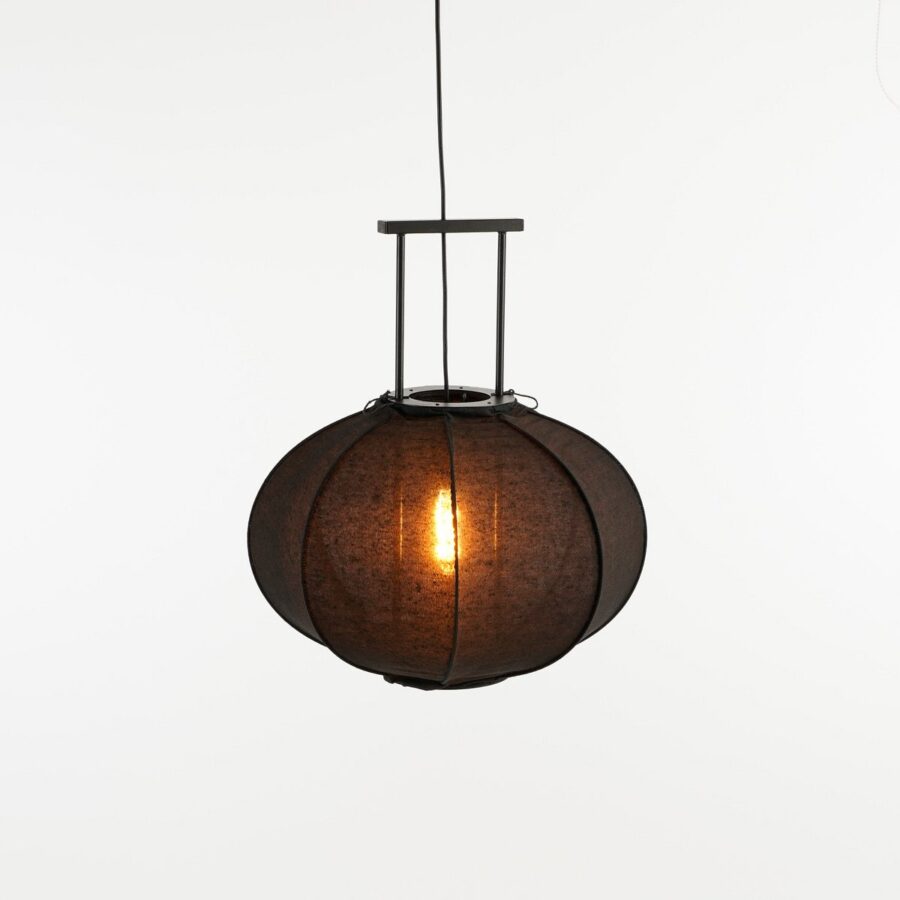 Pego Hanglamp - H55 x Ø50 cm - Linnen - Zwart - Afbeelding 2