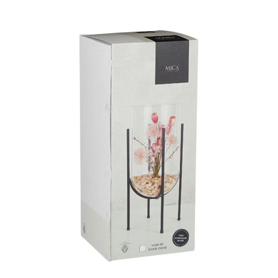 Jamey Vaas op Standaard - H50 x Ø24 cm - Transparant, Zwart - Afbeelding 2