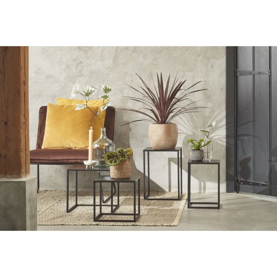 Goa Bijzettafel - Set van 2 - L30 x B30 x H42 cm - Metaal - Zwart - Afbeelding 7