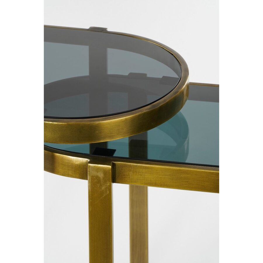 Kevin Bijzettafel - Set van 2 - L54 x B34 x H56 cm - Metaal - Goud - Afbeelding 2