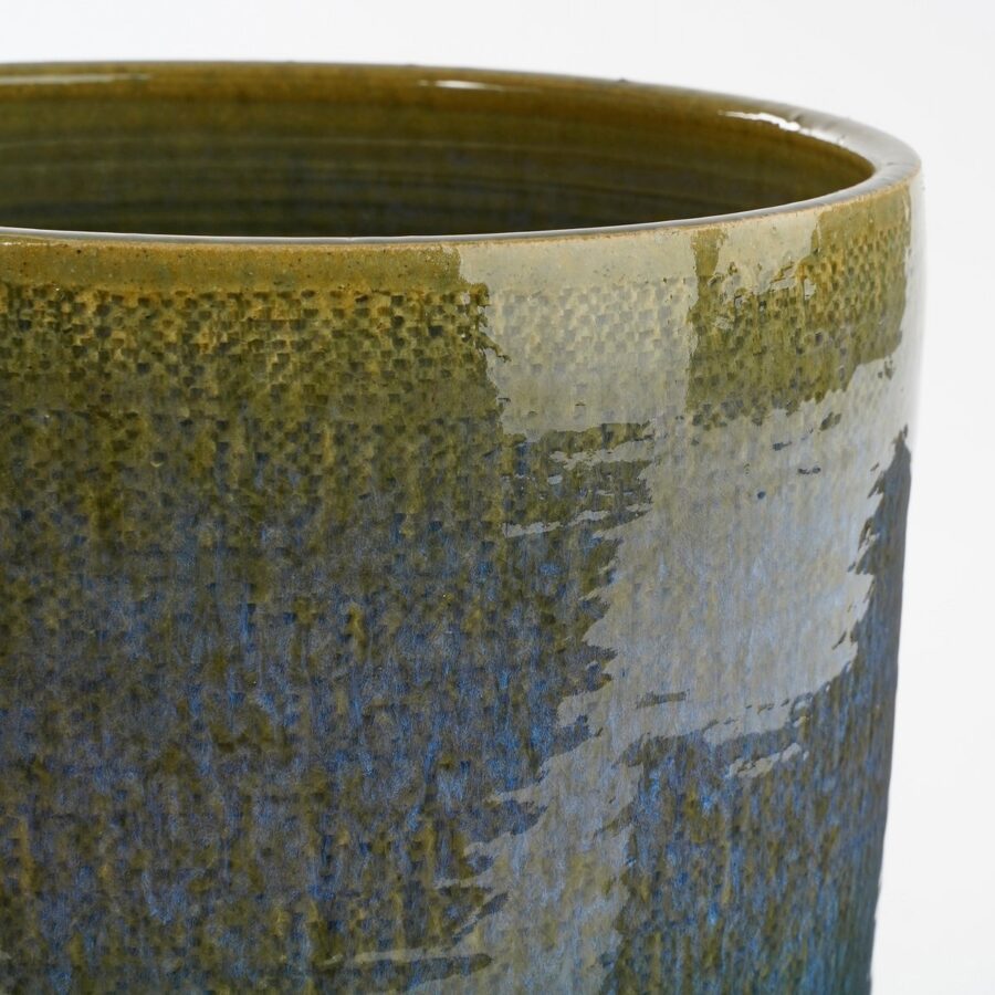 Olof Bloempot - H20 x Ø22 cm - Terracotta - Donkerblauw - Afbeelding 2