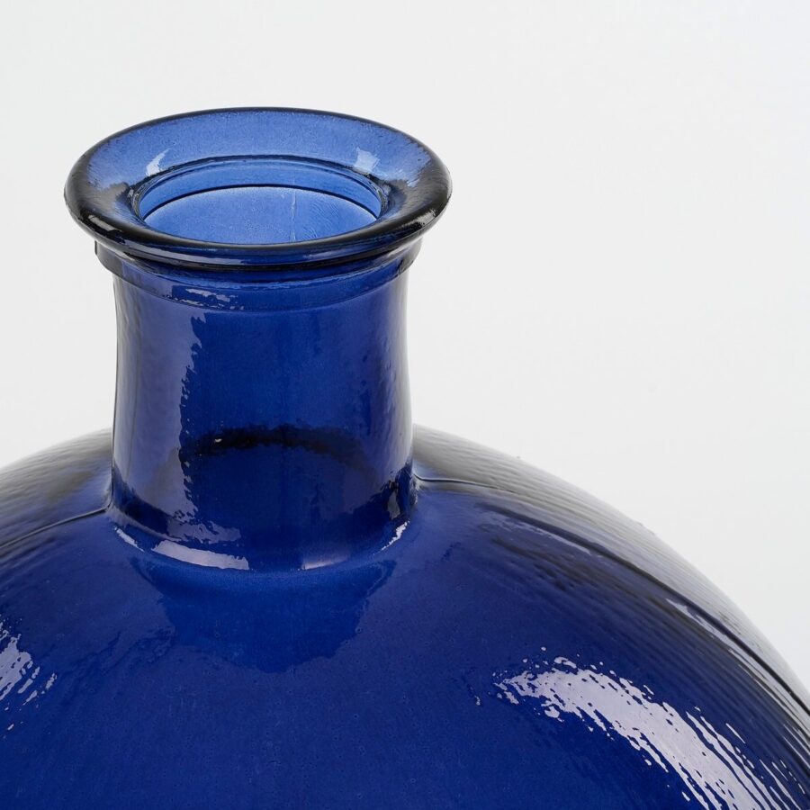 Firenza Fles Vaas - H42 x Ø34 cm - Gerecycled Glas - Donkerblauw - Afbeelding 2
