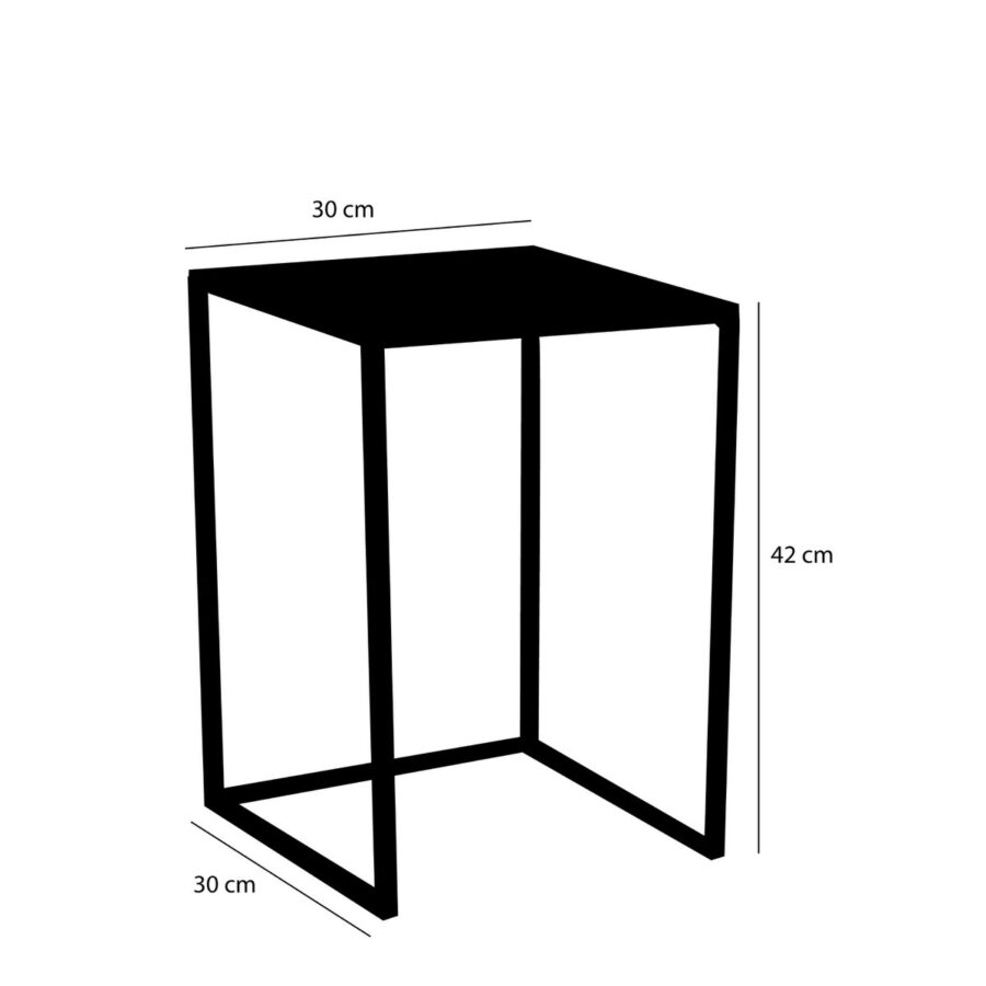 Goa Bijzettafel - Set van 2 - L30 x B30 x H42 cm - Metaal - Zwart - Afbeelding 5