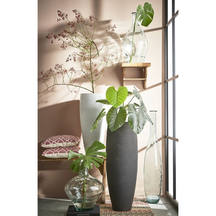 Kyara Fles Vaas - H60 x Ø28 cm - Gerecycled Glas - Transparant - Afbeelding 3