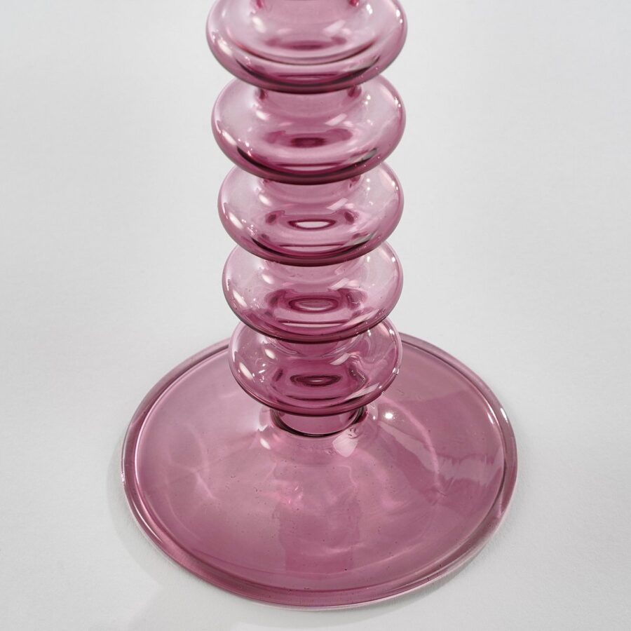 Agios Kandelaar - H20 x Ø8 cm - Glas - Donkerpaars - Afbeelding 3