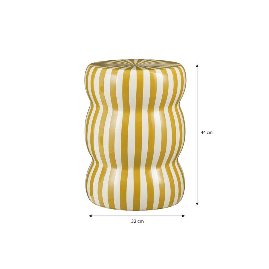 Skipper Bijzettafel - H44 x Ø32 cm - Keramiek - Crème, Oker - Afbeelding 5