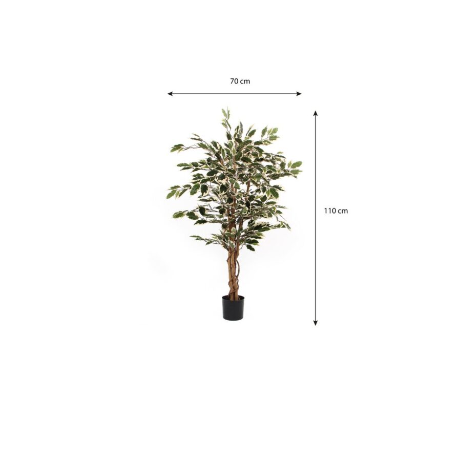 Ficus Kunstplant - H110 x Ø70 cm - Groen Bont - Afbeelding 5