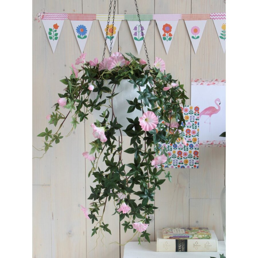 Petunia Kunst Hangplant - L15 x B20 x H80 cm - Roze - Afbeelding 5