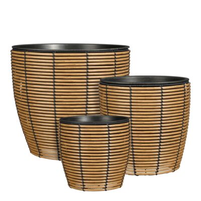 Durban Bloempot Buiten - Set van 3 - H36 x Ø40 cm - Gerecycled Plastic - Bruin