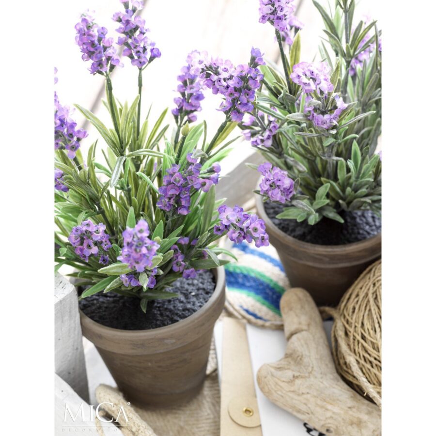 Lavendel Kunstplant in Bloempot Stan - H33 x Ø20 cm - Paars - Afbeelding 6