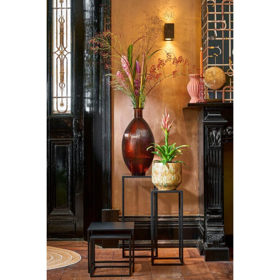 Firenza Fles Vaas - H59 x Ø29 cm - Gerecycled Glas - Donkerbruin - Afbeelding 6