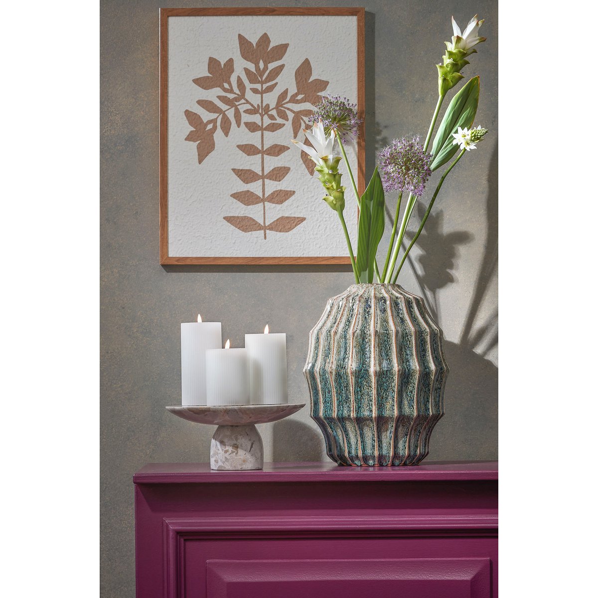 LED Pilaarkaars - Set van 3 - H15 x Ø8 cm - Wax - Wit - Afbeelding 5