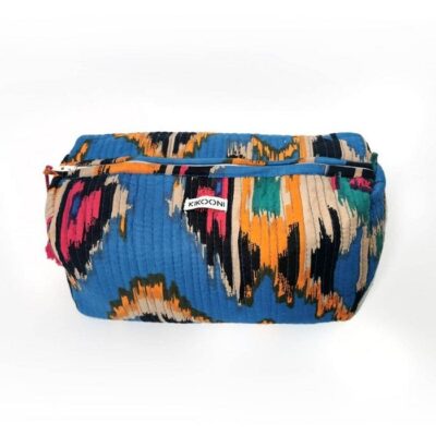 Handgemaakte kleine make-uptasje "blauwe Ikat"