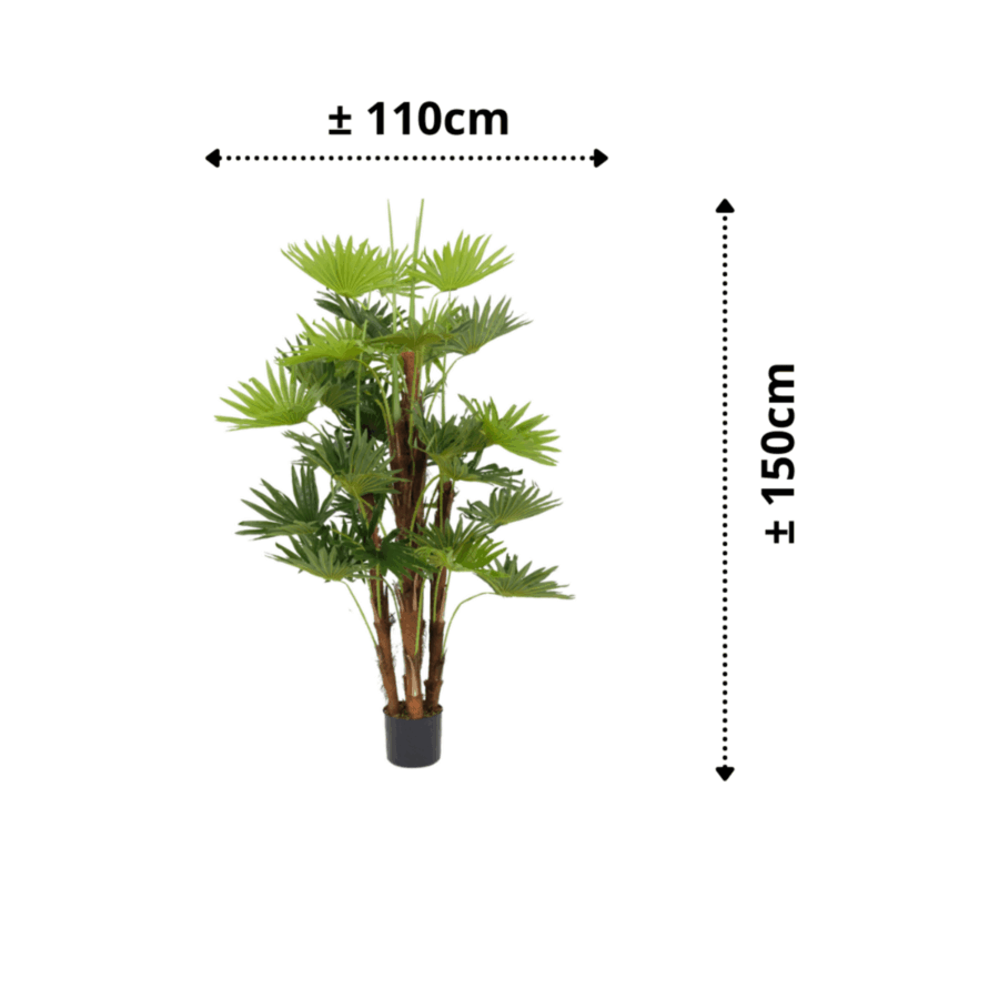 Kunst Waaierpalm 150cm - Afbeelding 3